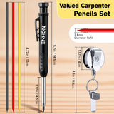 Enhon 43 Pcs Carpenter Pencils Set, Construction Pencils with Sharpener and 39 Refills, Deep Hole Mechanical Carpenter Pencil Set with Retractable Enhon