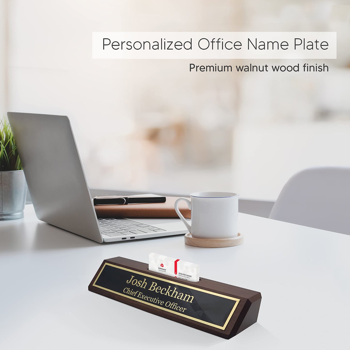 Engraving International Elegant Wood Name Plate for Desk | Custom Desk Name Plate Personalized Gift for Office, The Perfect Engraved Name Plaque - - WoodArtSupply