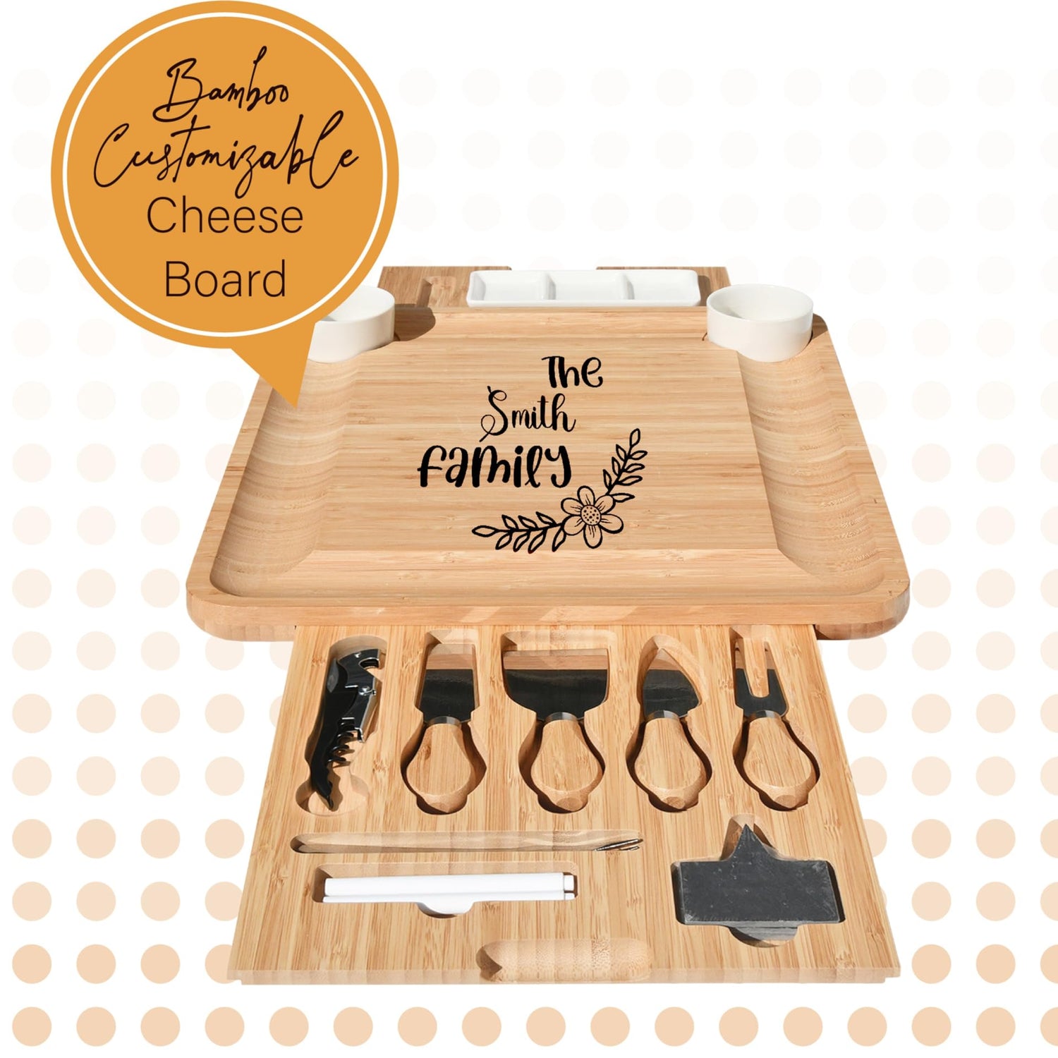Personalized Charcuterie Board, Bamboo Cheese Board, Wedding Gifts, Housewarming Gift, Birthday Gifts for Women or Men, Custom Engraved Serving YEWBEE