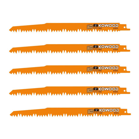 9-Inch Wood Pruning Saw Blades for Reciprocating/Sawzall Saws/Sabre Saws by KOWOOD - 5 Pcs Pack Wood Cutting Set KOWOOD