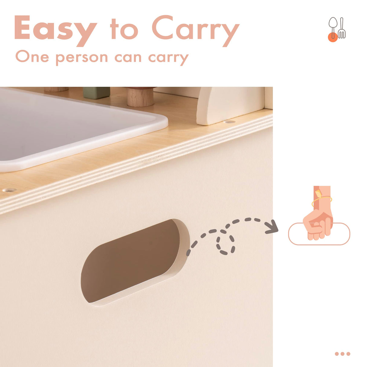 ROBOTIME Kids Play Kitchen Set - Rustic Wooden Pretend Play Kitchen with Leaf Light String, Apron, and Groves, for Toddlers 3+ (Rustic Style) ROBOTIME