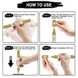 Betem Oil Based Paint Markers, Dual Tip Paint Pens(0.7mm & 3mm), Gold Silver Permanent Paint Marker Pen, Waterproof, Quick Dry, for Fabric, Rock Betem