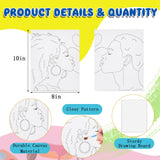 Yeaqee 13 Pcs Sip and Paint Kit Valentines Couple Painting Kit Supplies Canvas Painting Art Painting Set Pre Drawn Stretch Canvas Kit for Couple Date Yeaqee