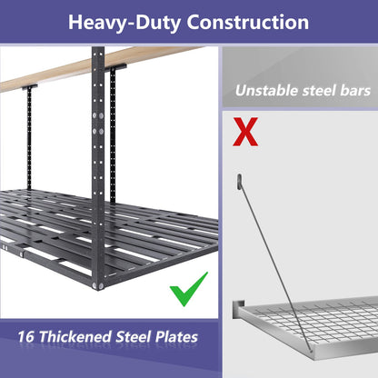 AbyssZen 4x8 Overhead Garage Storage Rack, Adjustable Garage Storage Organization Systerm, Heavy Duty Metal Garage Ceiling Storage Racks, 800lbs