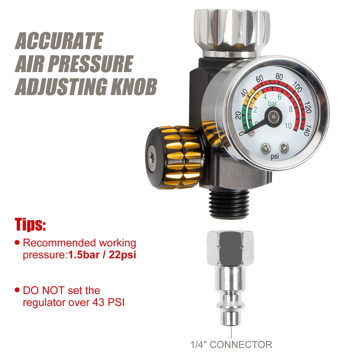 BEETRO HVLP Touch Up Mini Air Spray Gun for Clearcoats 1.0mm Stainless Steel Nozzle 150ml Capacity 7.0CFM 22psi with Type 2 Adapter Air Control Valve BEETRO
