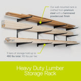 Heavy Duty Wood and Lumber Storage Rack, Holds Up to 480 lbs - Easy to Install Mounted Rack with Steel Construction for Indoor & Outdoor Storage Delta Cycle & Home