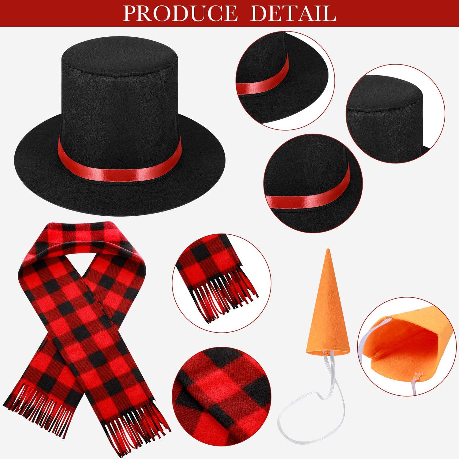 Haysandy 7 Pcs Adult Kid Snowman Christmas Costume Kit, Snowman Hat Carrot Nose Scarf White 5 Layers Tutu Skirt 3 Balls(Plaid, Adult Size) Haysandy