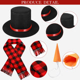 Haysandy 7 Pcs Adult Kid Snowman Christmas Costume Kit, Snowman Hat Carrot Nose Scarf White 5 Layers Tutu Skirt 3 Balls(Plaid, Adult Size) Haysandy