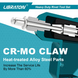 Libraton Heavy Duty Rivet Gun, Pop Rivet Gun Set, Professional Hand Riveter, Manual Riveting Tool with 110Pcs Rivets and 4 Interchangeable Heads, for LIBRATON