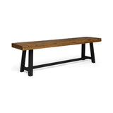 Christopher Knight Home Toby Outdoor Acacia Wood Bench, Sandblast Teak Finish and Black Christopher Knight Home