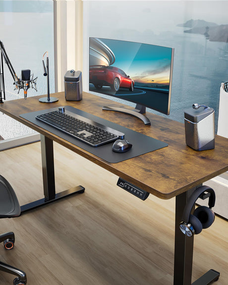 ErGear Height Adjustable Electric Standing Desk, 48 x 24 Inches Sit Stand up Desk, Memory Computer Home Office Desk (Vintage Brown) ErGear