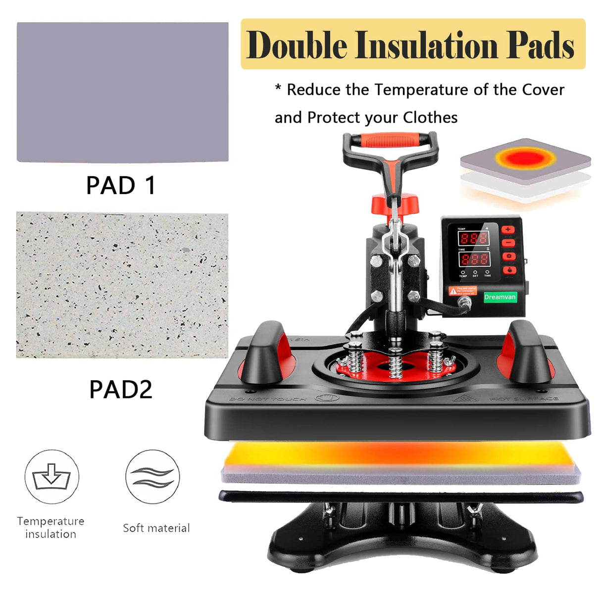 Upgraded 15 x 12 Heat Press Machine for Shirts 5 in 1 Digital Swing Heat Press Sublimation Machine Industrial-Quality Powerpress Heat Press Machine HIFRRUY