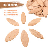 Beechwood Joiner Biscuits Number 0, 10, 20 Wood Joining Biscuits Woodworking Biscuits Assorted Beech Wood Chips for Crafting Woodworking(150 Pieces) Yalikop