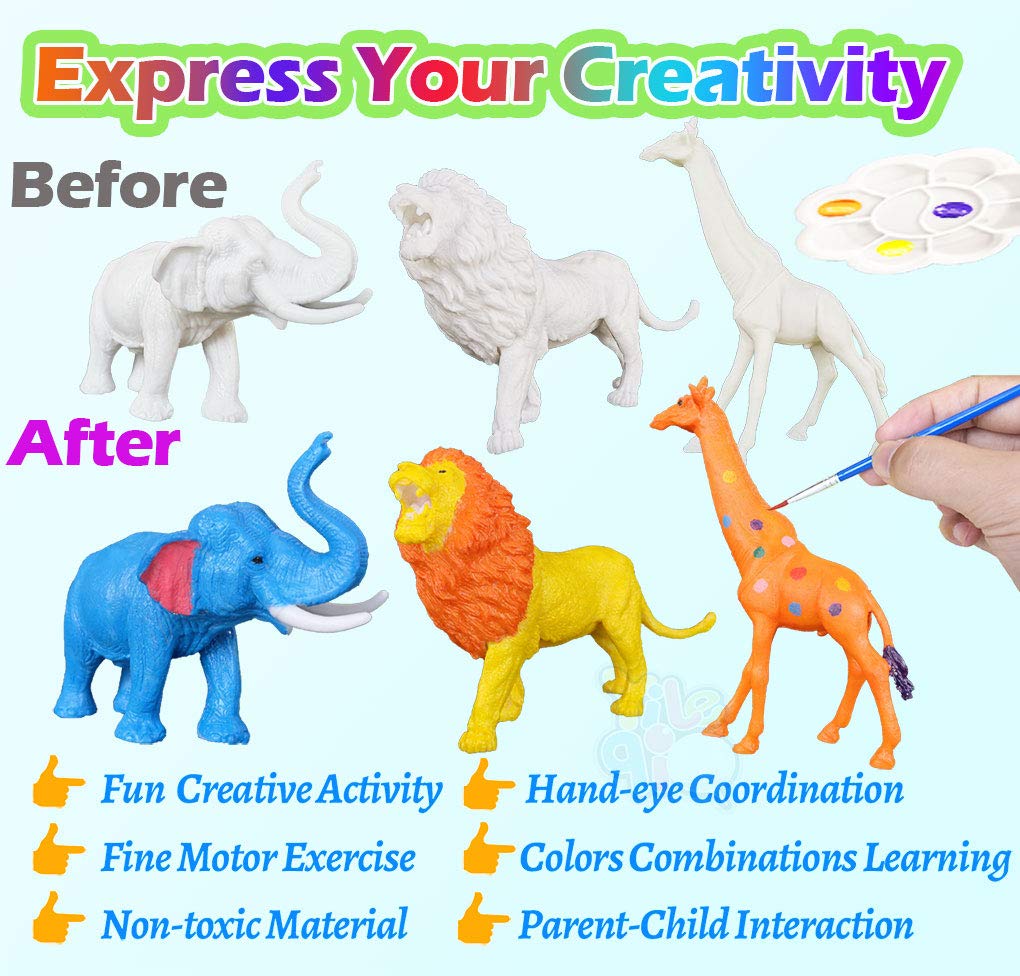 Yileqi Safari Animal Painting Kit for Kids Crafts and Arts Set, Jumbo Jungle Animal Toy Art and Crafts for Boys Girls Age 4 5 6 7 8 Years Old, DIY - WoodArtSupply