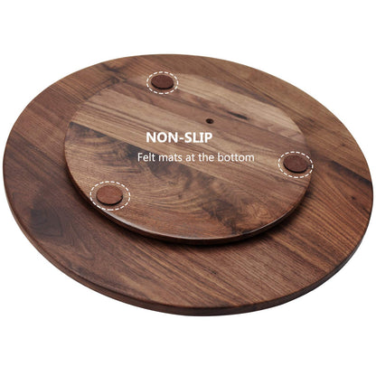 MAGIGO 18 Inches Black Walnut Wood Lazy Susan, Solid Wooden Round Kitchen Turntable Rotating Tray - WoodArtSupply