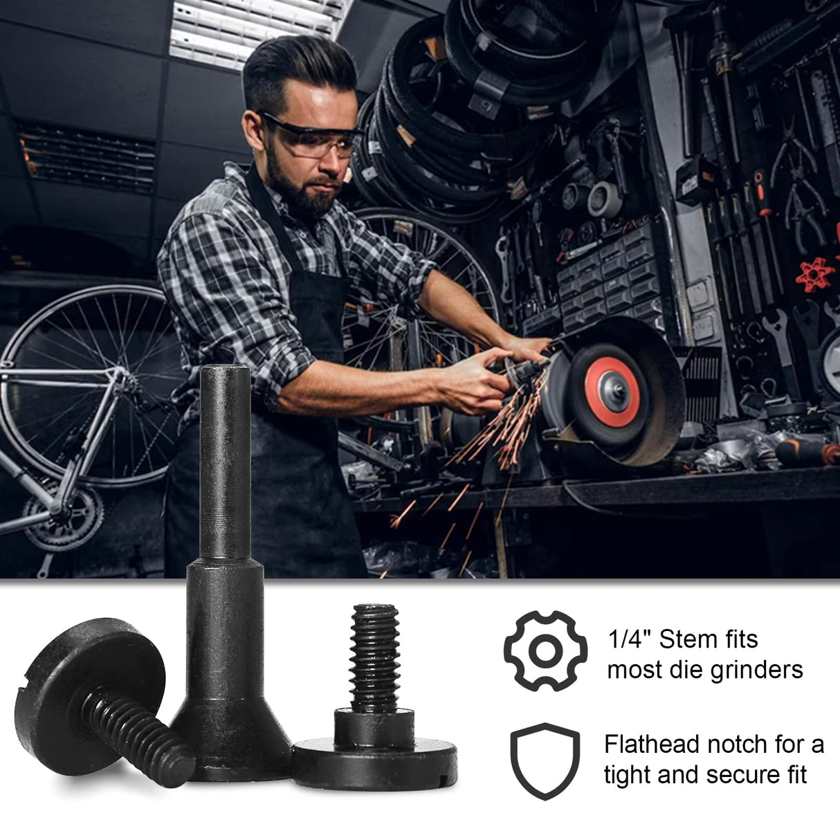 NuoDunco Cut-Off Wheel Mounting Mandrel 1/4" 3/8" 2-Type Mounting Heads, 1/4" Stem Mandrel for Rotary Tool Die Grinder Drill Attachment Angle Air NuoDunco