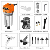 VOLLTEK 6.5-Amp Wood Router Tool, 1.25 HP Compact Trim Router with 5PCS Wood Router Bits, Edge Guide, Roller Guide, Dust Hood and 1/4" & 3/8" Collets VOLLTEK