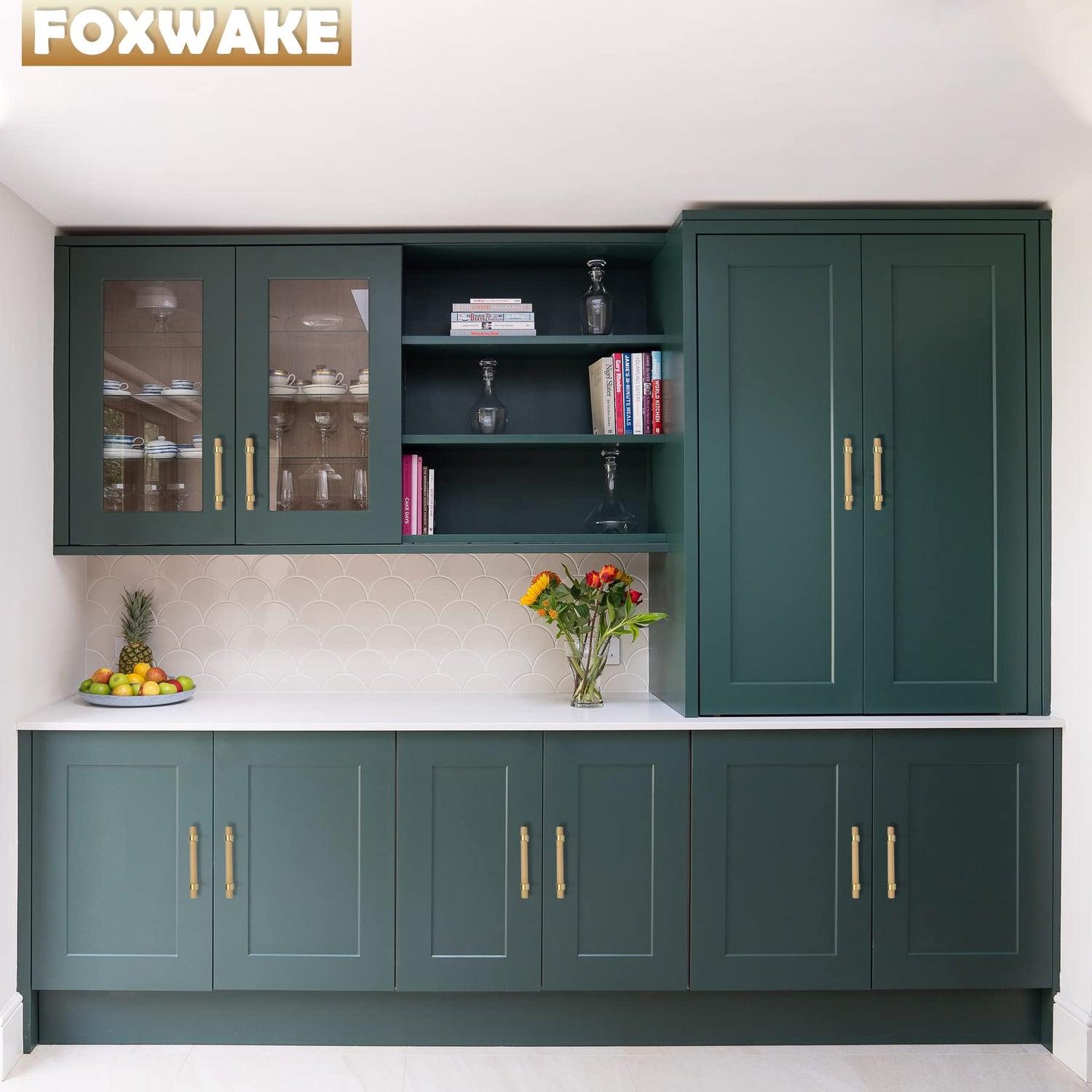 foxwake Wood and Brass Dresser Handles 0~3 Inch Double Hole 4Set Adjustable Center to Center Euro Scandi-Modern Kitchen Cabinet Pull, Unfinished DIY foxwake