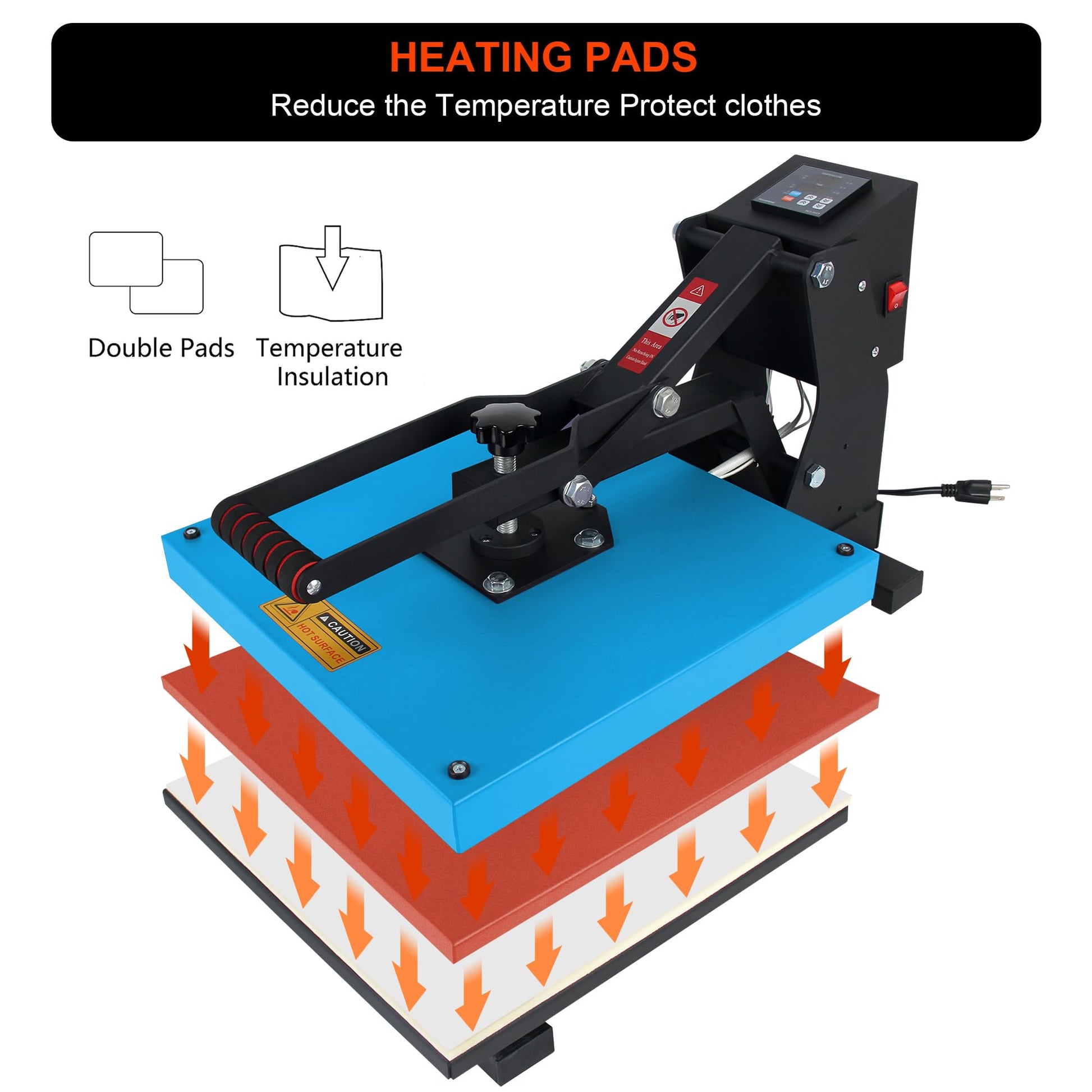 Heat Press Machine with Slide Out Drawer 15x15 Inch for T-Shirt with Digital Control Panel Industrial Sublimation Printer High Precision Hot Press - WoodArtSupply