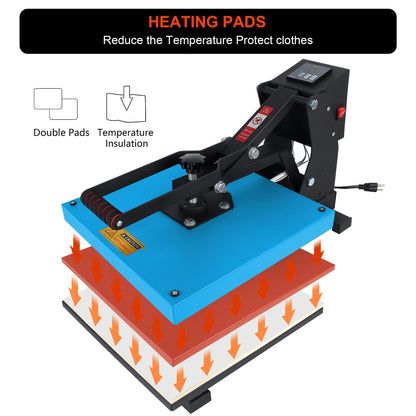 Heat Press Machine with Slide Out Drawer 15x15 Inch for T-Shirt with Digital Control Panel Industrial Sublimation Printer High Precision Hot Press - WoodArtSupply