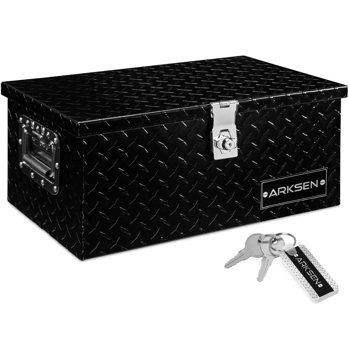 ARKSEN 20 Inch Heavy Duty Aluminum Diamond Plate Tool Box Chest Box Pick Up Truck Bed RV Trailer Toolbox Storage with Side Handle and Lock Keys –