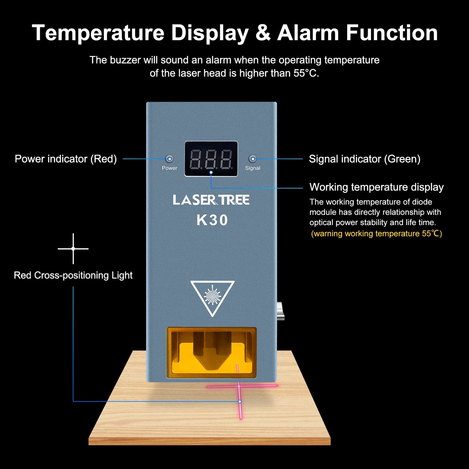 LASER TREE K30 Laser Module, 30W Optical Output Laser Cutter Module, Higher Accuracy Laser Engraving Module with Air Assisst, Laser Head for Laser LASER TREE