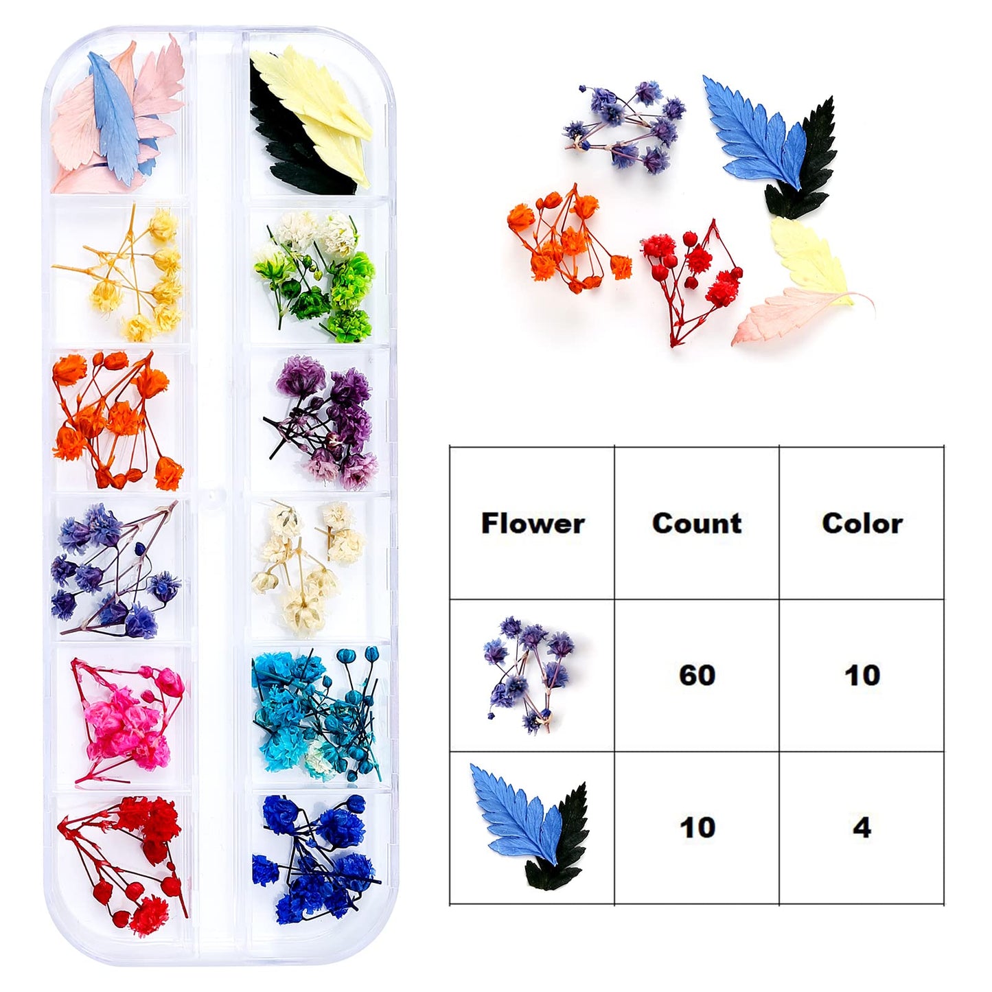 iFancer Dried Flowers for Resin Craft Nail Art Mix Small Mini Dry Flowers (Pack of 6 Boxes, About 260 PCS) - WoodArtSupply