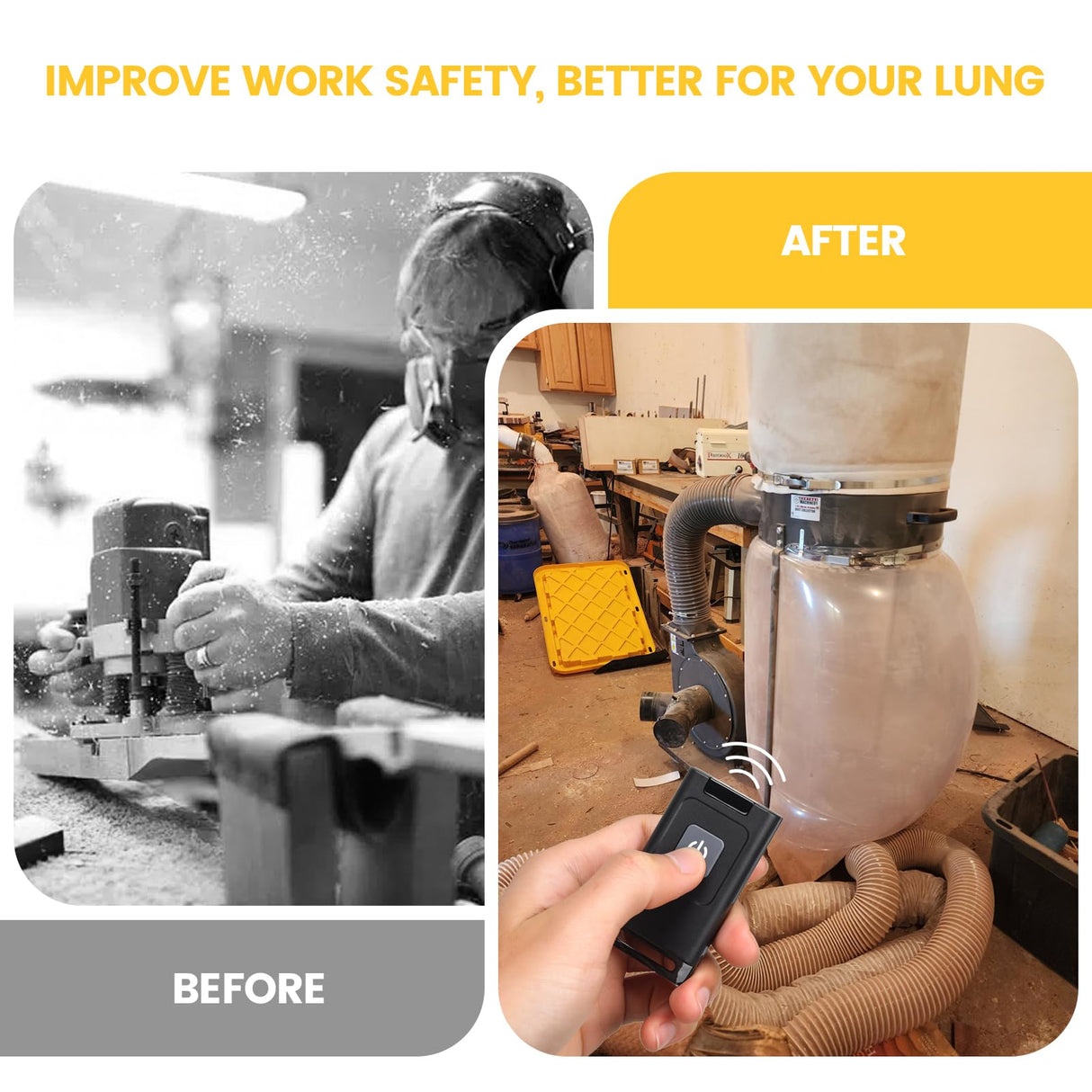 Dust Collector Remote Switch, Ortis 120V Wireless Remote Switch for Dust Collector, 328FT Wireless Range (Battery Included), Heavy Duty Design, Save Ortis