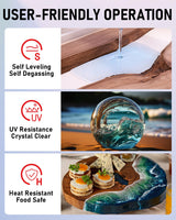 Smallbudi 80 OZ Epoxy Resin Kit with 16 Colors Mica Powder, Gold Foil, Cups & Stick, Crystal Clear Resin Beginner Supplies for Coating and Casting, Smallbudi