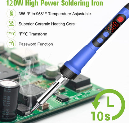 Soldering Iron Kit, 100W LCD Digital Soldering Gun, Portable Solder Iron  with Adjustable Temperature Controlled and Fast Heating Ceramic  Thermostatic