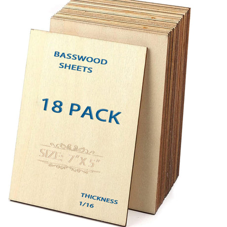 Unfinished Wood Pieces,18 Pcs Basswood Sheets 1/16,Thin Plywood Wood Sheets for Crafts,Perfect for DIY Projects, Painting, Drawing, Laser, Wood Aolite