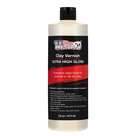 U.S. Art Supply Professional High Gloss Pouring Paint Art Topcoat & Clay Varnish, 16 oz. (Pint) - Clear Permanent Protective Finish for Pouring U.S. Art Supply