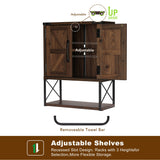 RUSTOWN Farmhouse Rustic Medicine Cabinet with Two Barn Door,Wood Wall Mounted 3-Tier Storage Cabinet with Adjustable Shelf and Towel Bar for RUSTOWN