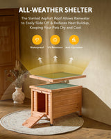 CO-Z Outdoor Cat House, Weatherproof Rabbit Hutch Hideout Indoor Bunny Cage, Wooden Outside Shelter for Feral Cats, Rabbits, Chicken, Small Animal, CO-Z