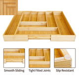 ZROOY Expandable Bamboo Kitchen Silverware Organizer Drawer for Utensils Holder and Cutlery, 8 Compartments for Drawer Tray with Grooved Drawer ZROOY
