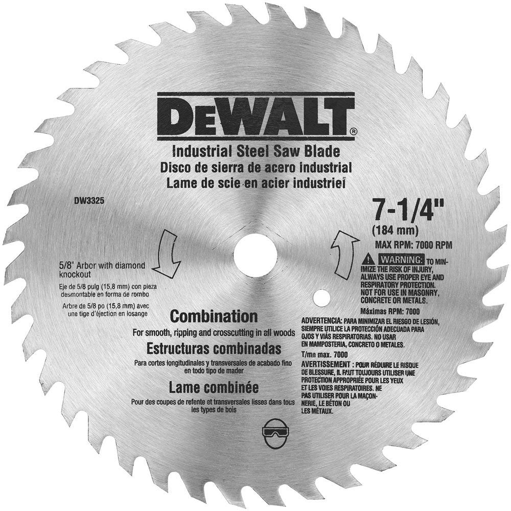 DEWALT Circular Saw Blade, 7 1/4 Inch, 40 Tooth, Combination Wood Cutting (DW3325)