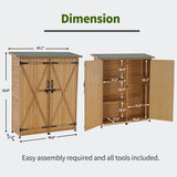 MCombo Outdoor Storage Cabinet, Wood Garden Shed, Outside Tool Shed, Vertical Organizer Cabinet with Double Lockable Doors for Outside, Garden and mcombo