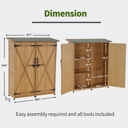 MCombo Outdoor Storage Cabinet, Wood Garden Shed, Outside Tool Shed, Vertical Organizer Cabinet with Double Lockable Doors for Outside, Garden and - WoodArtSupply