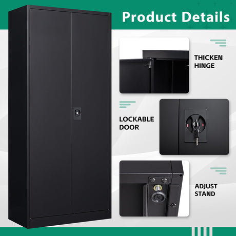 Letaya Metal Garage Storage Cabinets with Lock Door and Adjustable Shelves, Steel Tool Cabinets for Home,Office,Warehouse Organisieren (Black) Letaya