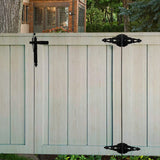 HOME MASTER HARDWARE Wood Gate Hardware Set - Heavy Duty 8" Decorative Strap Hinges and Spring Loaded Latch Gate Kit with Screws for Outdoor Fence HOME MASTER HARDWARE