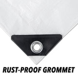 CARTMAN Finished Size 12x20 Feet 10 Mil White Heavy Duty Poly Tarp, Multipurpose Protective Cover, UV Resistant, Waterproof Poly Tarpaulin with CARTMAN