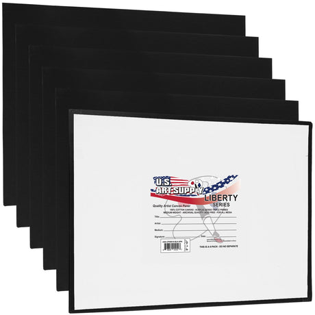 US Art Supply 8 X 10 inch Black Professional Artist Quality Acid Free Canvas Panels 6-Pack (1 Full Case of 6 Single Canvas Panels) U.S. Art Supply
