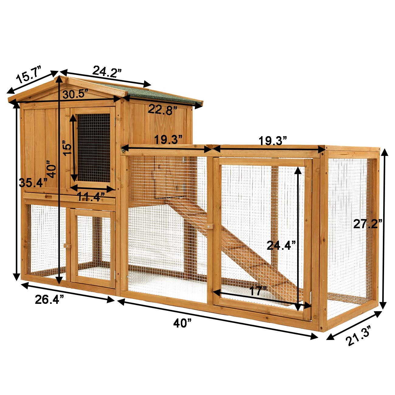 Ogrmar Chicken Coop Large Wooden Outdoor Bunny Rabbit Hutch Hen Cage with Ventilation Door, Removable Tray & Ramp Garden Backyard Pet House Chicken - WoodArtSupply