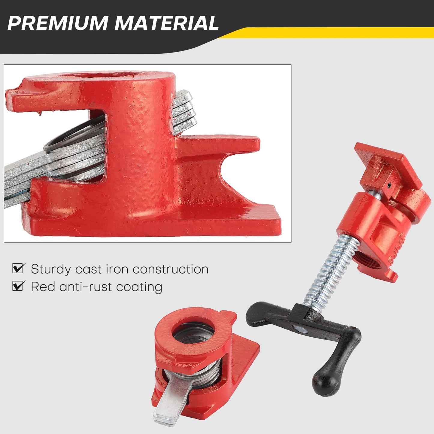 Acymner Wood Gluing Pipe Clamp Set | 3/4" Heavy Duty Woodworking Cast Iron Pipe Clamps Quick Release Pipe Wood Clamps (4 Pack, 3/4")