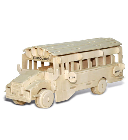 Puzzled 3D Puzzle School Bus Wood Craft Construction Model Kit, Fun, Unique & Educational DIY Wooden Toy Assemble Model Unfinished Crafting Hobby - WoodArtSupply