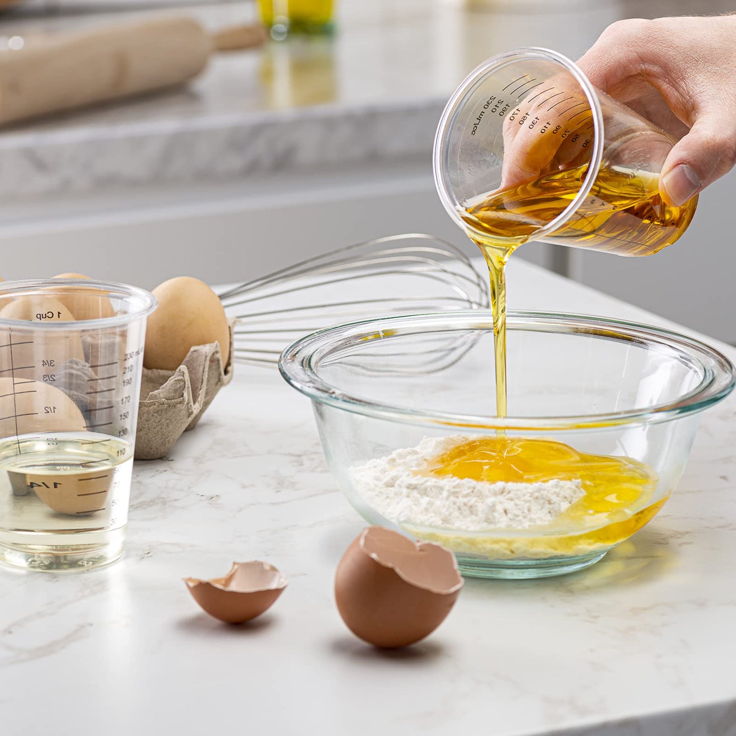 Prestee 50 Disposable Measuring Cups 8 Oz - Resin Epoxy Measuring Cups & Mixing Cup - Plastic Measuring Cups for Liquids - Liquid Mixing Cups - Dry Prestee