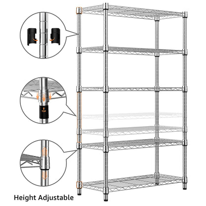 MZG Steel Heavy Duty 5-Tier Utility Shelving Unit Steel Organizer Wire Rack for Home,Kitchen,Office,Chrome (14" D x 24" W x 63" H) - WoodArtSupply