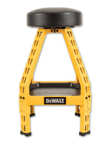DEWALT Heavy-Duty Metal Stool for Garage and Shop, 360 Swivel Seat, Storage Tray, Padded Rip-Resistant Seat, Steel Frame, Industrial Powder Coating DEWALT