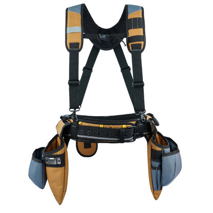 KUNN Carpenter Tool Belt with Suspenders Pro Framer Suspension Tool Rig for Construction Contractors and Electrician,Khaki - WoodArtSupply