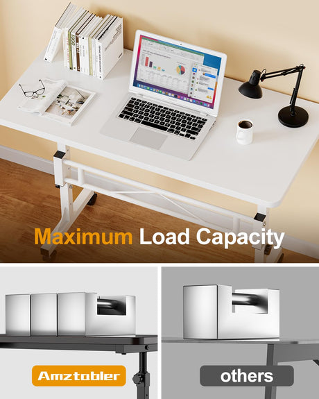 Small Standing Desk Adjustable Height, Mobile Stand Up Desk with Wheels, 32 Inch Portable Rolling Desk Small Computer Desk, Portable Laptop Desk Amztabler